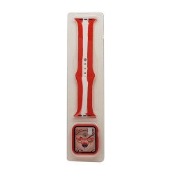 Stripe Silicone Band & Snap-on Case For iWatch 4/5/6 40mm (red) Stripe Silicone Band & Snap-on Case For iWatch 4/5/6 40mm (red)