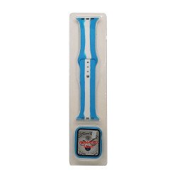Stripe Silicone Band & Snap-on Case For iWatch 4/5/6 44mm (babyblue) Stripe Silicone Band & Snap-on Case For iWatch 4/5/6 44mm (babyblue)