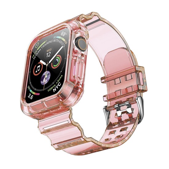 Clear Soft TPU Strap Band for iWatch 4/5/6 40mm (light pink)