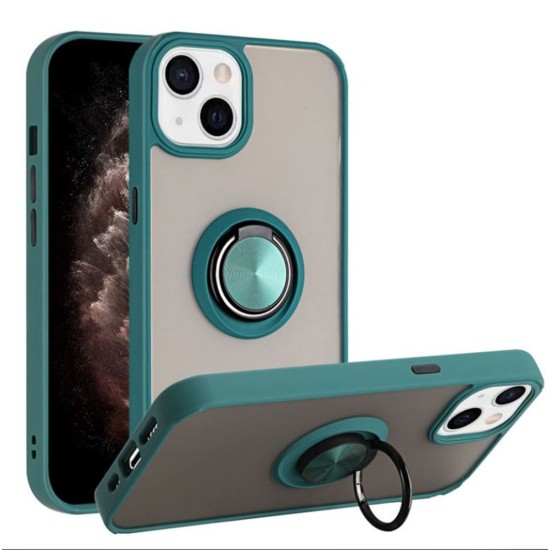 TPU Case w/ Magnetic Ring for iPhone 15 (green)