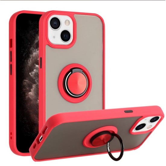 TPU Case w/ Ring for iPhone 15 Plus (red)