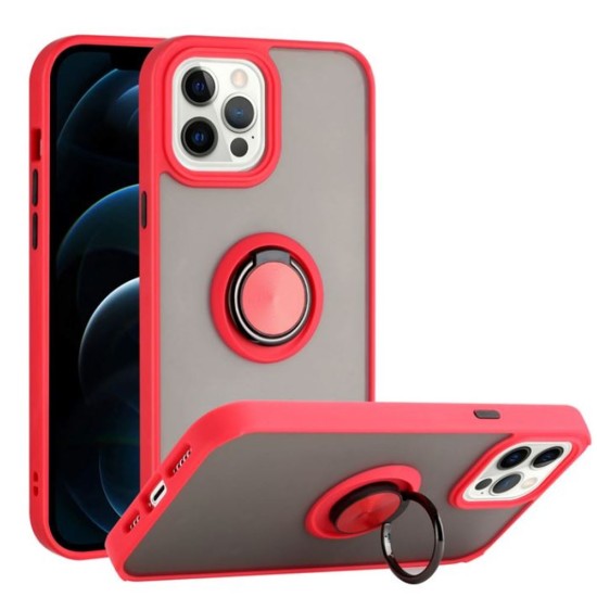 TPU Case w/ Magnetic Ring for iPhone 13 Pro Max (red)