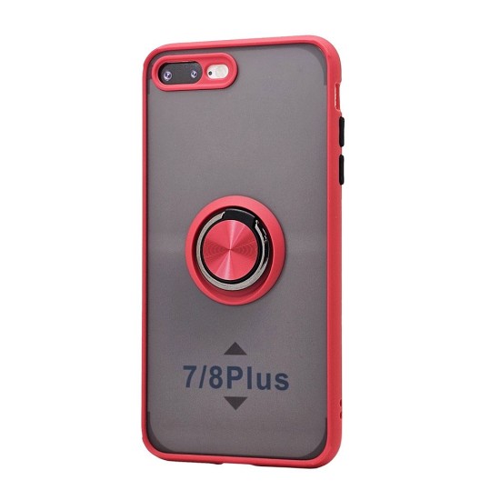 TPU Case w/ Magnetic Ring for iPhone 7+/8+ (red)