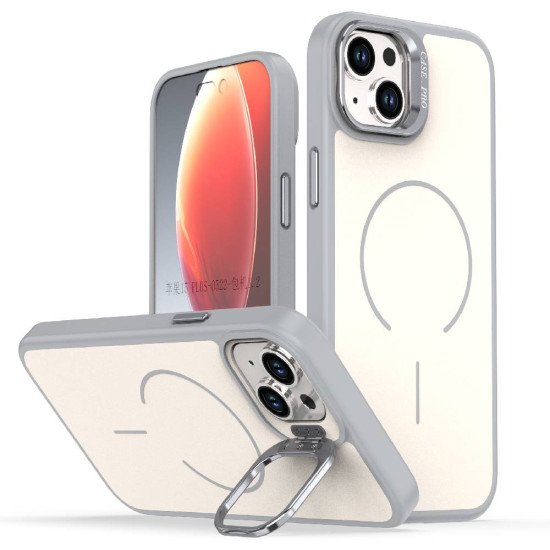 Matte KickStand Magsafe Case for iPhone 15 Plus (grey)