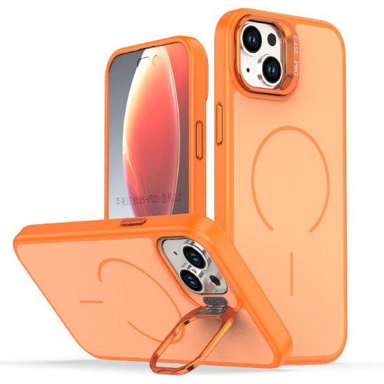 Matte KickStand Magsafe Case for iPhone 14 Plus (orange)