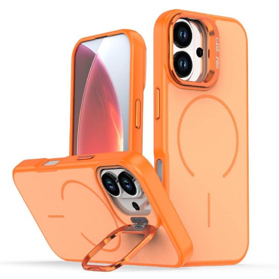 Matte KickStand Magsafe Case for iPhone 16E / 17E (orange)