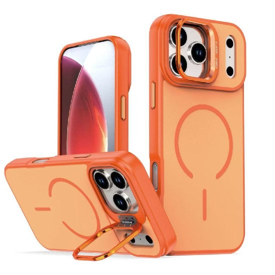 Matte KickStand Magsafe Case for iPhone 17 Pro Max (orange)