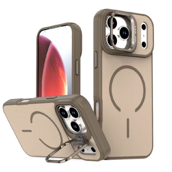 Matte KickStand Magsafe Case for iPhone 17 Pro Max (brown)