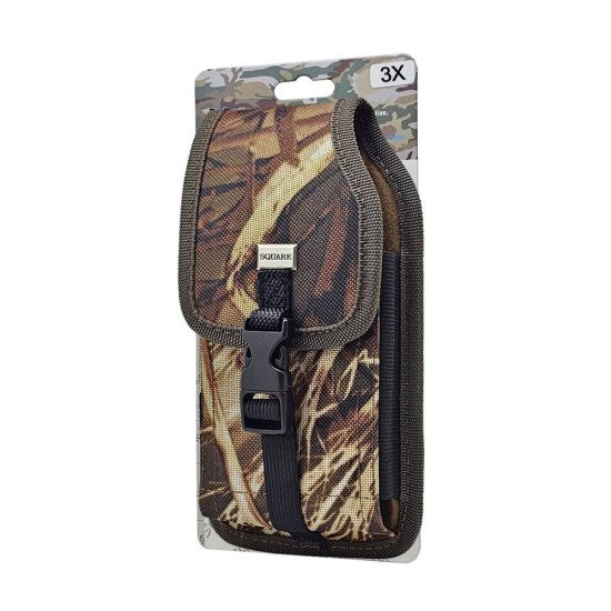 Vertical Leaf Camo Rugged Nylon Pouch w/ extra Clip (XXXL)