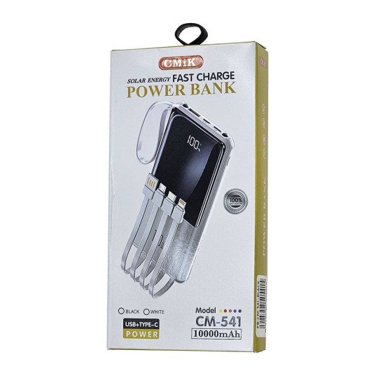 10K mAh 22.5W Power Bank W/ Built in Cable CM-541 (black)