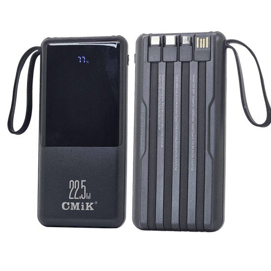 10K mAh 22.5W Power Bank W/ Built in Cable CM-541 (black)