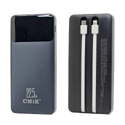 10K mAh 22.5W Power Bank W/ Built in Cable CM-592 (black)