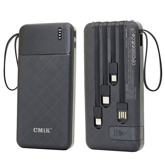 10k mAh Power Bank w/ Built-in Cable CM-660  (black)