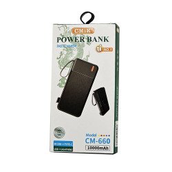 10k mAh Power Bank w/ Built-in Cable CM-660  (black)