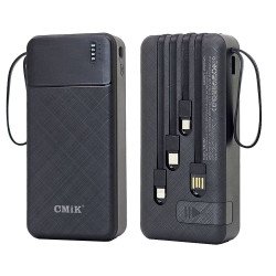 20K mAh Power Bank w/ Built in Cables (black)