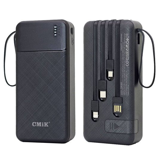 20K mAh Power Bank w/ Built in Cables (black)