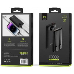 KP18 10k mAh 22.5W Power Bank w/ Built-in Cable (black)