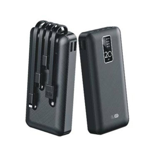KP27 20k mAh Power Bank w/ Built-in Cable (black)