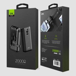 KP27 20k mAh Power Bank w/ Built-in Cable (black)