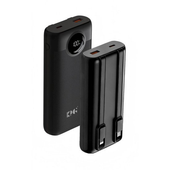 KP28 20k mAh 22.5W Power Bank w/ Built-in Cable (black)