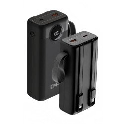 KP38 30k mAh 22.5W Power Bank w/ Built-in Cable (black)