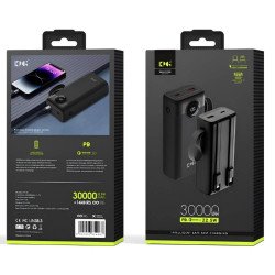 KP38 30k mAh 22.5W Power Bank w/ Built-in Cable (black)