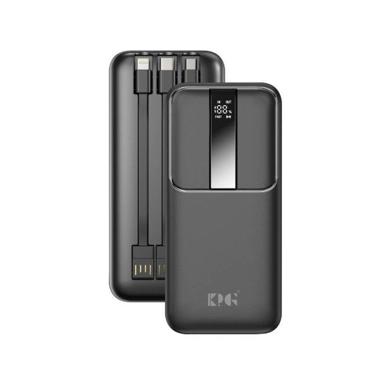 KPG101 10k mAh 22.5W Power Bank w/ Built-in Cable (black)