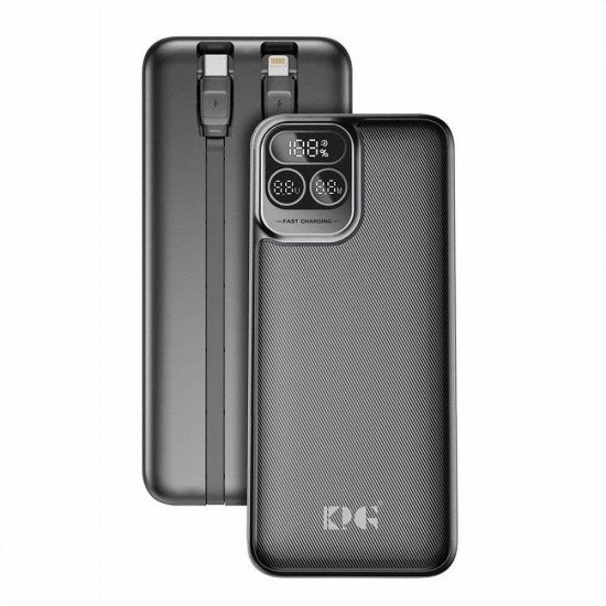 KPG101 10k mAh 22.5W Power Bank w/ Built-in Cable (black)