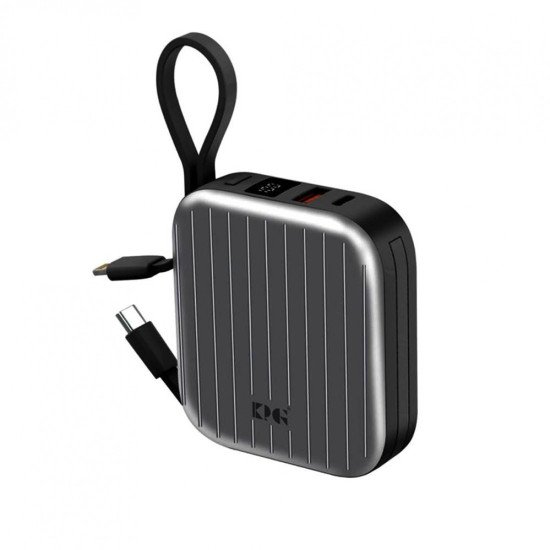 KPG113 10k mAh 22.5W Power Bank w/ Built-in Cable (black)