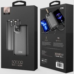 KPG301 30k mAh 22.5W Power Bank w/ Built-in Cable (black)