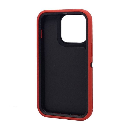 Defender Case w/ Clip For iPhone 15 Plus (red)