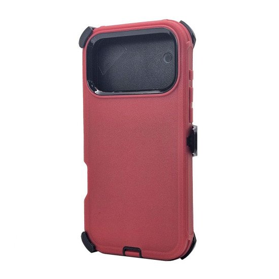 Defender Case w/ Clip For iPhone 18 Pro (red)