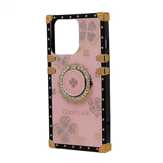 Clover Design TPU Ring Case for iPhone 15 Pro (pink)