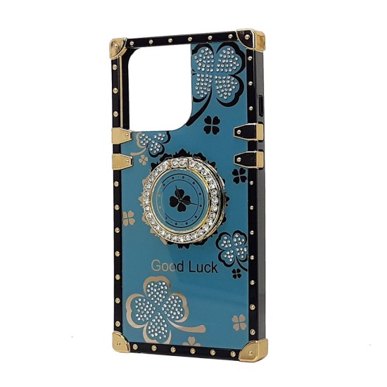 Clover Design TPU Ring Case for iPhone 15 Pro (blue)