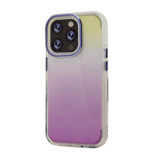 Ombre Clear TPU Case for iPhone 15 Plus (purple+yellow)